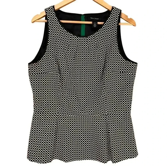 White House Black Market Tops - White House Black Market Women's Black White Check Sleeveless Chic Blouse 12